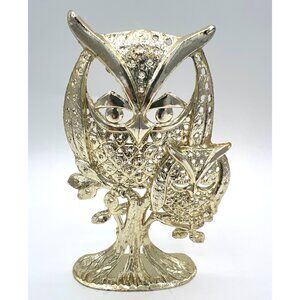 Vintage Torino Owl Earring Holder Display Organizer Vanity Figurine Gold-Tone